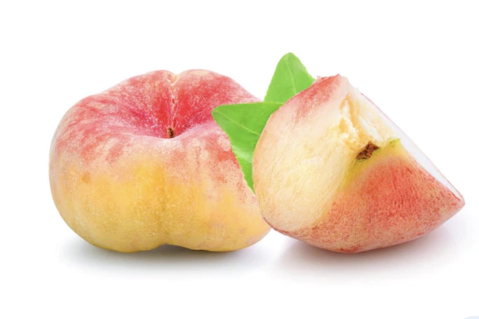 flat peaches on a white background